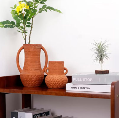 Decoração de vasos de flores de cerâmica de boca larga Casa rústica