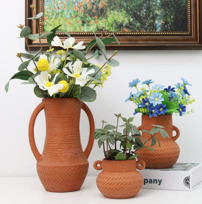 Decoração de vasos de flores de cerâmica de boca larga Casa rústica