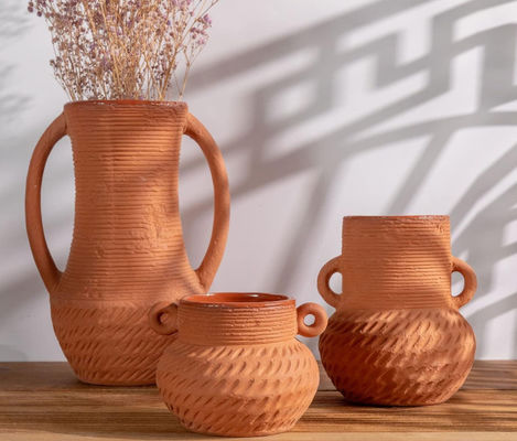 Decoração de vasos de flores de cerâmica de boca larga Casa rústica