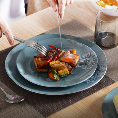 Set de jantar de melamina para acampamento azul e verde para interior e exterior