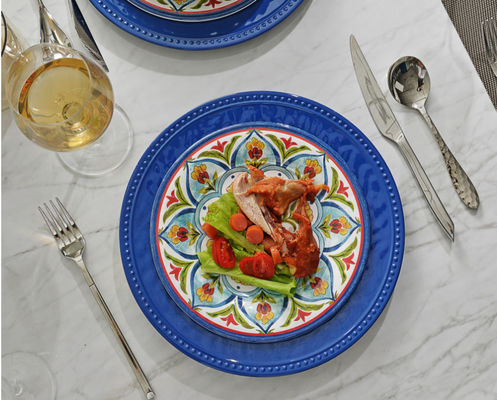 Conjunto de utensílios de mesa de melamina, 12 peças de pratos para 4 pessoas, pratos e tigelas, utensílios de jantar para o exterior, máquina de lavar louça, livre de BPA.