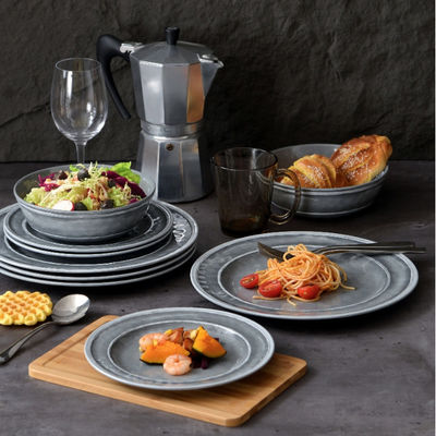 Conjuntos de utensílios de jantar de melamina, pratos e pratos, conjuntos de utensílios de jantar de 12pcs para 4 pratos para uso interno e externo de acampamento