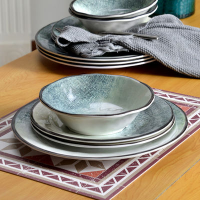 Conjunto verde de louça de melamina de 12 peças para uso exterior interior