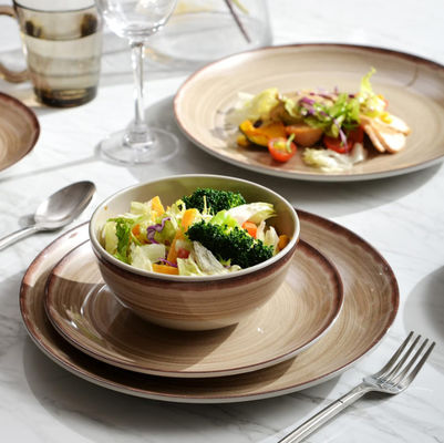 Placas de cor marrom Melamina de conjunto sem chip redondo