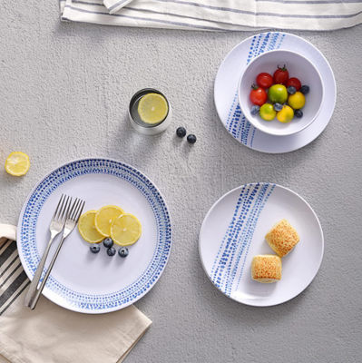 12pcs Rustico Melamina Servidores de Jantar Conjunto Lavadora de louça Segura chuva