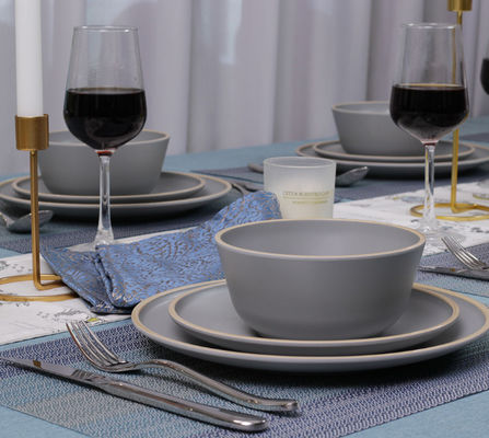 Gufaith 4 Melamina Servidores de Jantar Conjunto pratos e tigelas 12 Pcs