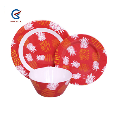3PCS Red Melamine Dinnerware Set para acampamento interior uso exterior cozinha