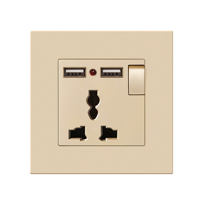 Painel de comutação de luz de carregamento de melamina 13A 16A Soquete multi-buraco USB tipo C